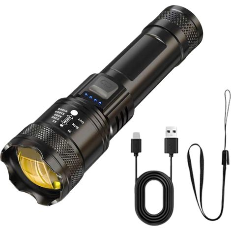 Lampe torche rechargeable LED, lampe torche à haut rendement lumineux, lampe torche portable - mode lampe torche étanche 250 000 heures. (1/5)