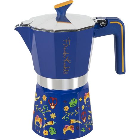 Cafetera Moka Pedrini Frida Kahlo azul intenso aluminio