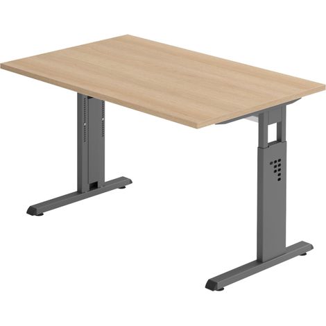 bümö Schreibtisch Serie-O Rechteck: 120 x 80 cm  Eiche Graphit