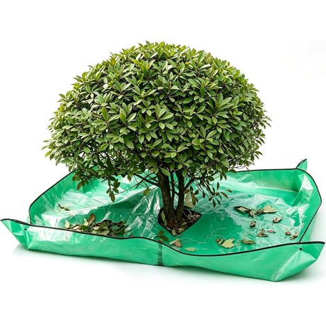 Bâche paysager à élaguer, 2 x 2 m, bâche paysager pour la coupe des arbres, bâche imperméable avec trou de 30 cm et boucles d'angle à poser (1/5)