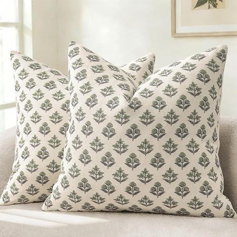 Sollbry Housse de Coussin Design Botanique Vintage Moderne 45x45 Lot de 6 Housses de Coussin Fleurs Coussin de Canapé Coussin Décoratif pour Canapé Vert Sauge (1/5)