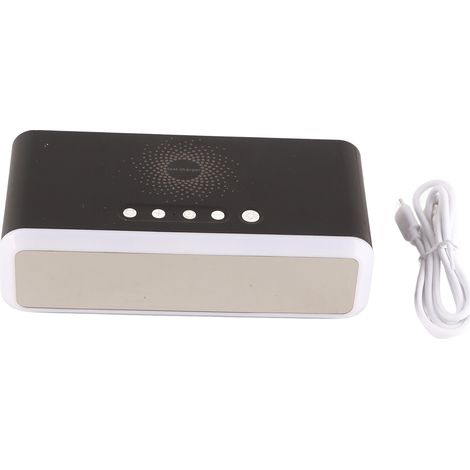 Réveil chargeur 15W écran HD affichage heure date température 4 luminosités multifonction pour iOS Android Noir (1/5)