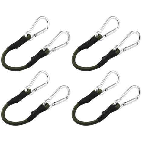 Lot de 4 Tendeurs Elastique avec Mousqueton, 60cm Cordon Élastique avec Mousqueton, Corde de Bagage Elastique, Sangles Élastiques Robuste avec Crochets pour Camping, Bâches, Tente, Bagage