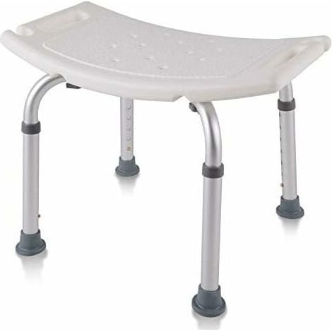 Chaise de douche réglable (38-53 cm) - Siège antidérapant en aluminium et plastique pour personnes âgées