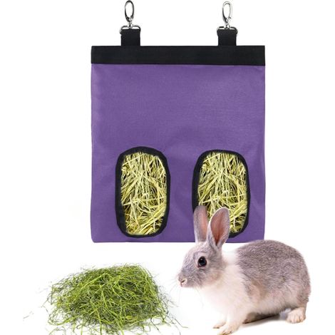 bolsa dispensadora de heno, tela Oxford 600D, 2 ventanas, para conejos, cobayas y hámsteres. (1/5)