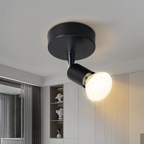 GBLY faretto da soffitto LED 1 spot orientabile e inclinabile , GU10 , Moderno , Plafoniere LED da soffitto interno cucina camera da letto soggiorno , IP20 , senza lampadine , Nero,set da 3
