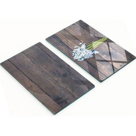 Dekorative Glas-Schneide- und Servierbretter mit Frühlingsblumenmuster, 2 x 30 x 52 cm (1/5)
