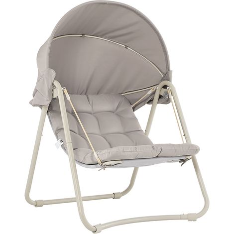 SoBuy Garden Rocking Chair with Canopy Gray 108x126x163cm Modern OGS62-MI (1/5)