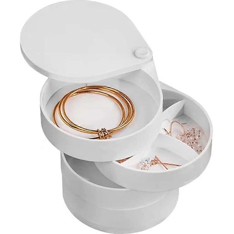 Boîte à bijoux tour multicouche, coffret à bijoux à 4 niveaux, organisateur de bijoux à 360° (1/5)