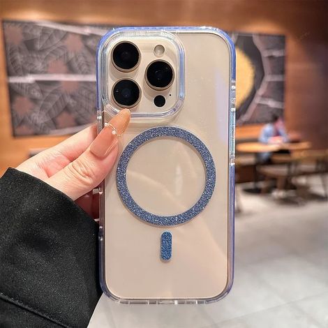 Étui magnétique pour iPhone 16 bleu, coque de protection antichoc