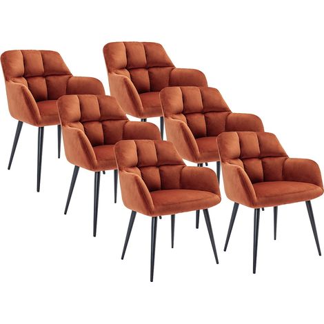 Lot de 6 chaises avec accoudoirs en velours et métal - Terracotta - PEGA de PASCAL MORABITO