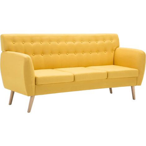 Divano letto 3 posti trasformabile soggiorno letto ospiti divano letto pieghevole per soggiorno interno casa sedili rivestimento in tessuto 172 x 70 x 82 cm giallo 020020222