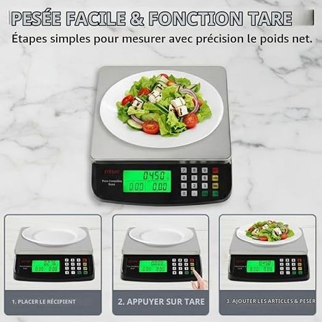 Balance de cuisine 0.1g, balance, plateau verre, pour maison et fitness (1/4)
