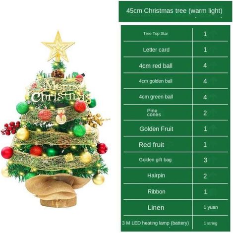 Sapin de Noël - - Mini Sapin de Noël - 45 cm - Multicolore - LED - Décoratif (1/4)