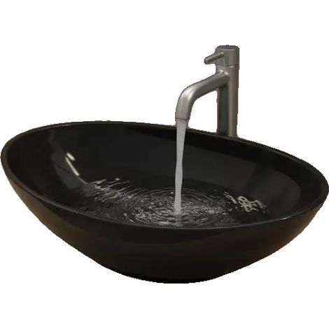 Lavabo, Fabricación en cerámica, Diseño moderno, Negro (1/5)