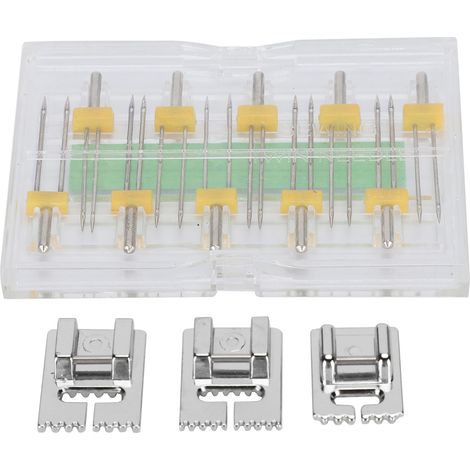 Twin Needles Presser Foot Multi Sizes Mixed Household Sewing Machine Tools with Plastic Box (1/5)