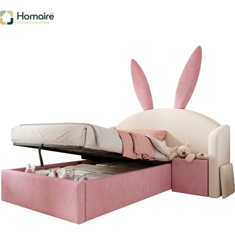 BEIGE Bettgestell und Polyester 216 x 149 x 143 cm aus Samt mit Stauraum HOMAIRE (1/5)