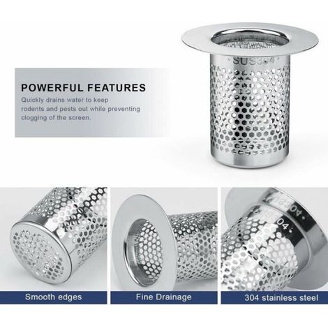 Filtre à Cheveux Douche 3PCS, Filtre Évier Inox, Bouchon Vidange Cuisine Salle de Bain (1/4)