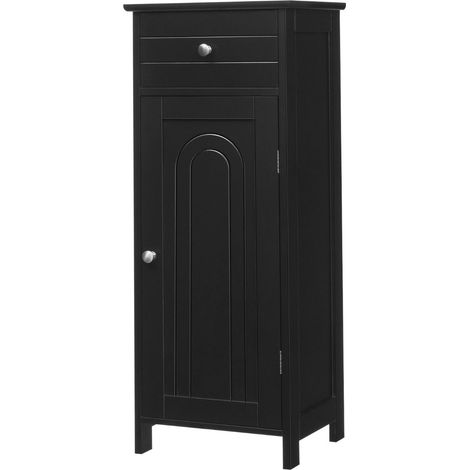 Mobiletto da bagno 35 x 30 x 88 cm pratico contenitore 2 ripiani regolabili stile contemporaneo MDF nero 200012762