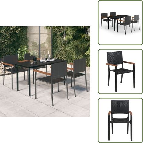 Arredamento da esterno - vidaXL Set Mobili da Pranzo per Giardino 5 pz Nero - Tavolo in vetro