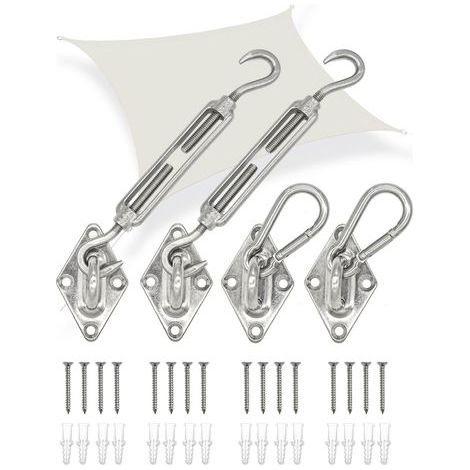 Fixation Toile Ombrage Carrée - Kit Voile Solaire  - Attache Protection Soleil (1/3)