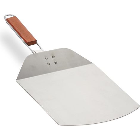 Pizzaschaufel mit Holzgriff, Flammkuchen, Brot, klappbar, L x T: 24 x 25,5 cm, INOX, Braun/Silber (1/5)