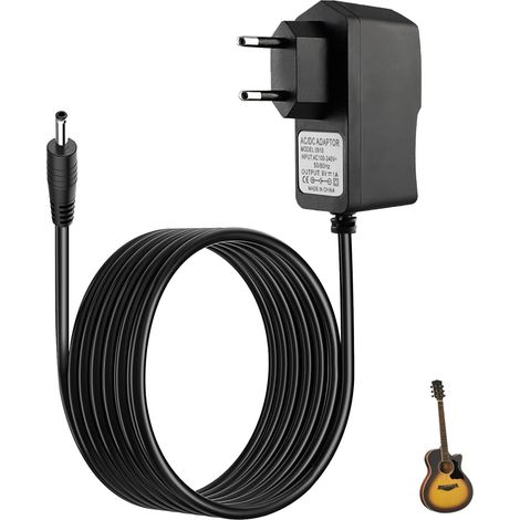 9V 1A Adaptateur D'Alimentation pour Pédale de Guitare, Chargeur Compatible avec, et Autres Pédales d'Effets, Chargeur Mural 2m Connecteur 5.5 mm x 2.1 mm (1/5)