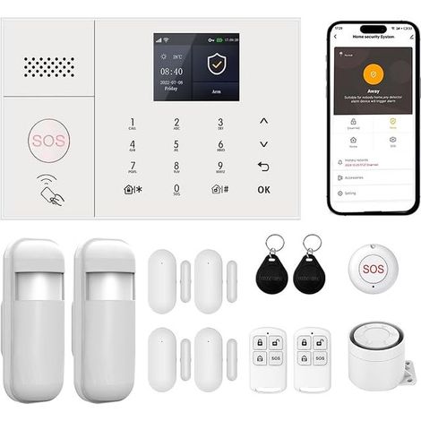 Hausalarmanlage WLAN, Tastsensor, Anwendungssteuerung – Haussicherheitssystem, Hausalarmsystem mit Bewegungsmelder, Türöffner, Fernsteuerung (1/3)