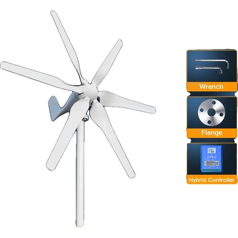 Éolienne, puissance 3000W, 5 pales, 24 volts 12 volts, contrôleur MPPT gratuit, 3000W, Avec contrôle hybride, 3000W, 48V