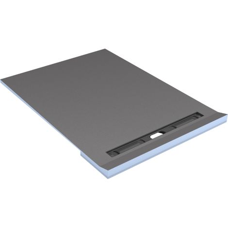 Receveur à carreler 120 x 120 cm avec écoulement linéaire pour plancher bois Wedi Rioligno