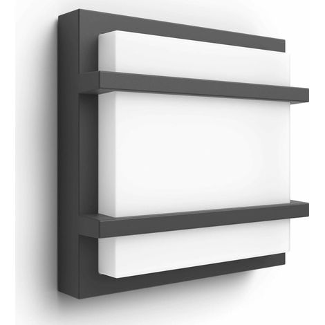 Philips myGarden - Dispositivo LED da parete per esterni 19x19 cm, 2700 K, 12 W, antracite 915005554801 (1/5)