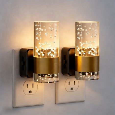 Lot de 2Veilleuse LED,Veilleuse Prise Electrique avec Capteur de Lumière Luminosité Réglable 0 100LM,3000 K Veilleuse Enfant Plug and Play Lampe Nuit pour Chambre,Cuisine,Escalier,Salon (1/5)