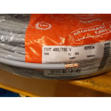 Cavi al metro cavo unipolare cordina fs17 grigio sezione 1x10mmq n07v-k1x10gr fs17-1x10gr