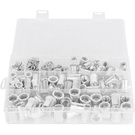 175 écrous à sertir en alliage d'aluminium galvanisé à tête plate, inserts filetés, outils de quincaillerie (1/5)