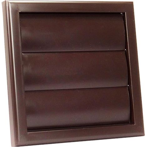 PVC Abluft-Verschlussklappe, 3 Lamellen, 154 x 154mm, mit Flansch Ø100mm, braun