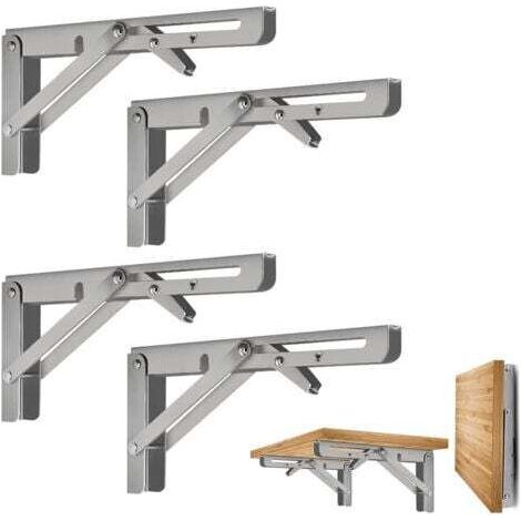 4 Stück 30 cm Klappkonsolen, klappbare Konsolenträger, tragfähige Klappregalträger, robuste, einziehbare Wand-Klappkonsolenträger aus Edelstahl für Garage und Küche