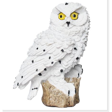 Lampe solaire hibou, lampe de jardin à fixer au sol (blanche) (1/5)