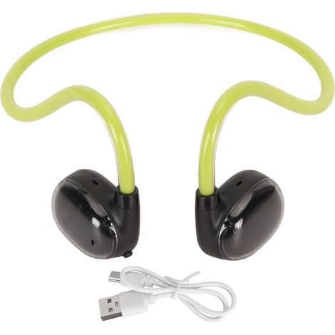 Casque sans fil Bluetooth 5.3 antibruit IPX4 étanche double micro stéréo à conduction osseuse oreille ouverte pour course vert (1/5)