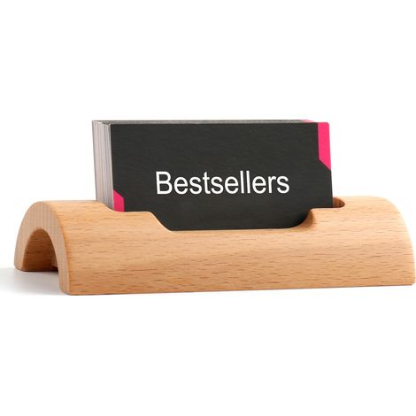 Porte-cartes de visite en bois de bureau, support de cartes personnalisé (1/4)