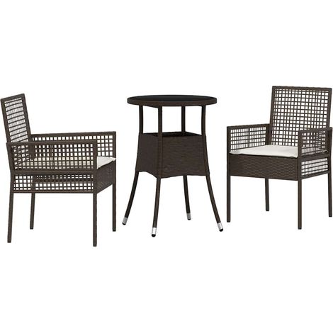 Maison Exclusive - Set da Pranzo per Giardino 3 pcs Marrone polyrattan