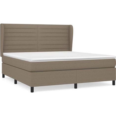 Maison Exclusive - Sommier à lattes de lit avec matelas Taupe 160x200 cm Tissu (1/5)