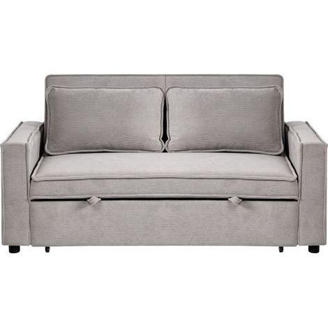 Sofa Bed Grey Fabric with Fold Out Sleeping Function Minimalist Sofa UTTELA (1/5)