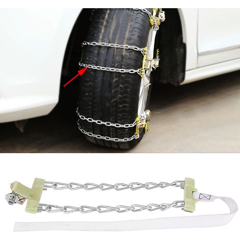 Chaînes antidérapantes en acier pour pneus de 165 à 195 mm, idéales pour la neige et la boue, pour voitures, camions et SUV. (1/5)