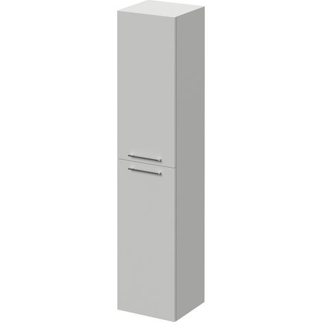 Napoli Gloss Grey Pearl 350mm x 1600mm Wall Mounted 2 Door Storage Unit - 350mm - Chrome 160mm Handle