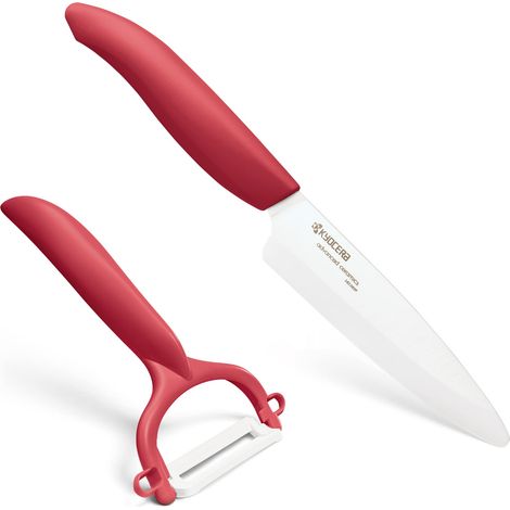 Kyocera - Set starter composto da 1 coltello spelucchino e 1 pela verdura, lama in ceramica (1/4)