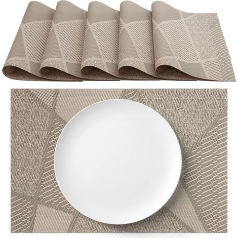 Lot de 6 Sets de Table 30 x 45 cm en PVC Résistants et lavables Design Moderne Idéal pour Table, Cuisine, Petit-déjeuner ou dîner (1/5)