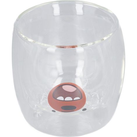Mug mignon en verre à double paroi de 250 ml, résistant à la chaleur, motif ours rouge, idéal pour la maison, le bureau ou la bibliothèque. Cadeau parfait. (1/5)