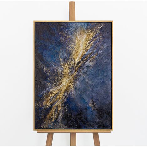 Gemälde Energie des Lichts Rahmen Schwarz-Gold 70x50 cm (1/5)