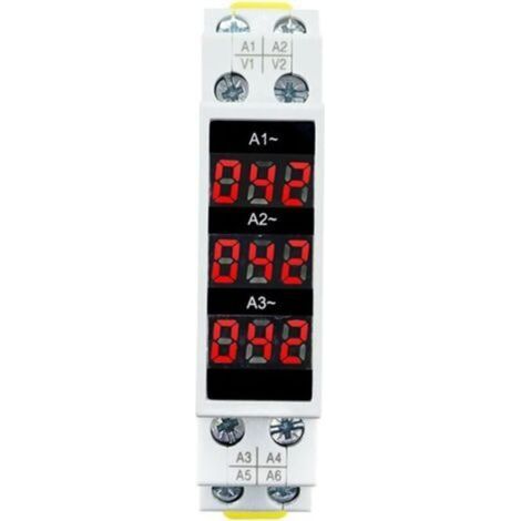 Ampèremètre triphasé modulaire - Mini rail DIN 35 mm, ampèremètre numérique avec affichage haute définition et installation double clips (1/5)