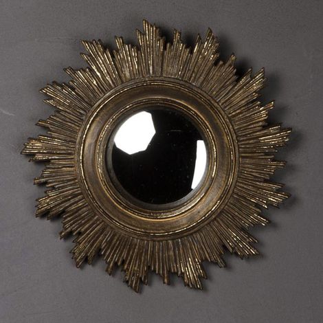 Miroir convexe soleil doré antique 18cm (1/2)